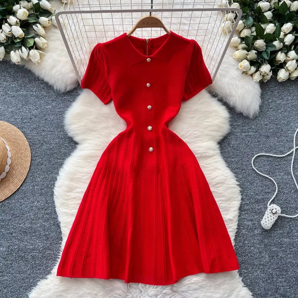 Sleeveless Bodycon A-Line Casual Dress with Turn-Down Collar for Women
